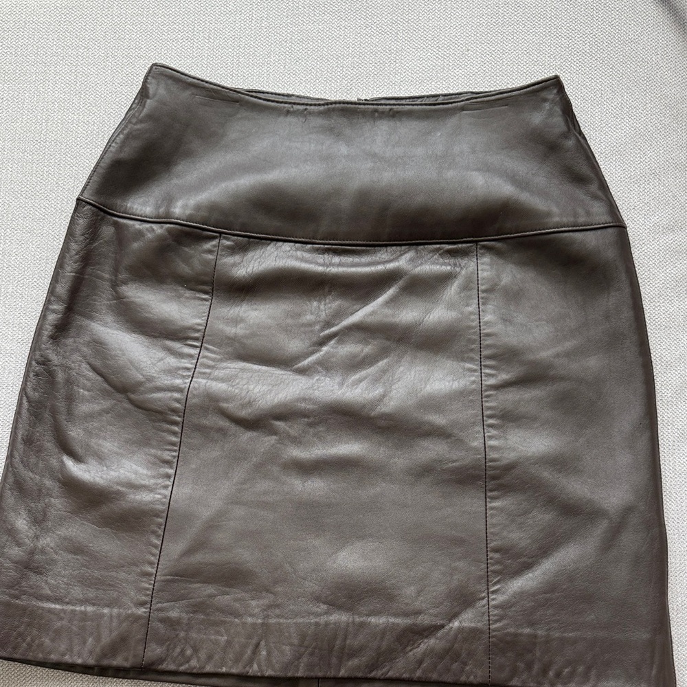 Vintage Y2K Lord & Taylor Dark Brown Leather Pencil Skirt Size 6